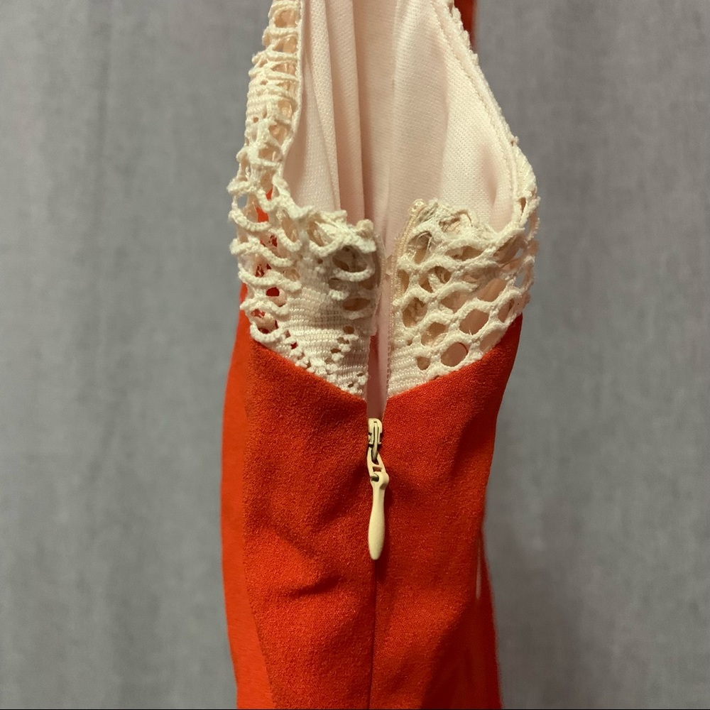 Red Wrap Cream Crochet Dress - Picture 7 of 8